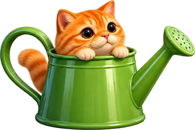 CET peeking out of a green watering can